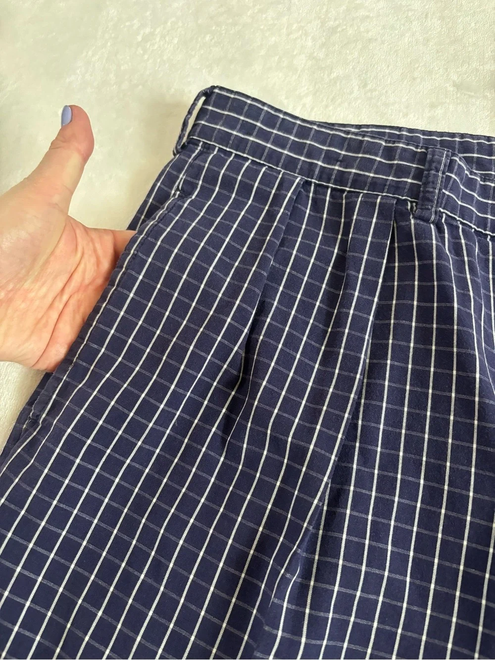 Polo by Ralph Lauren Navy Windowpane Plaid Golf Flat-Front Men’s Shorts Size 38